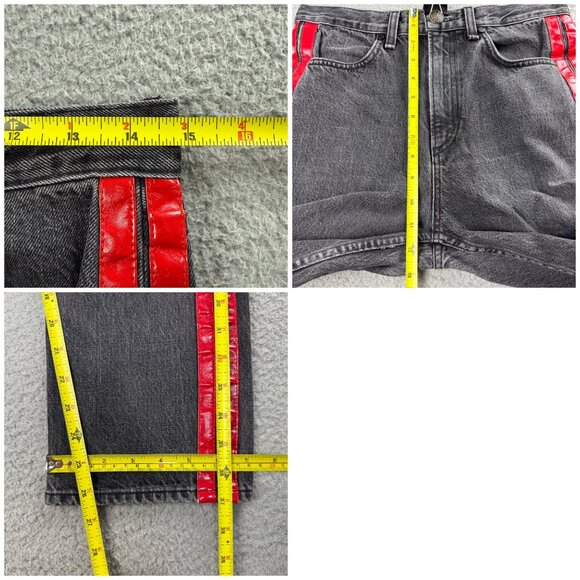 Rag & Bone Jeans Women 27 Pant Black Red Racer Stripe Ankle Straight Faded Denim - Picture 8 of 8